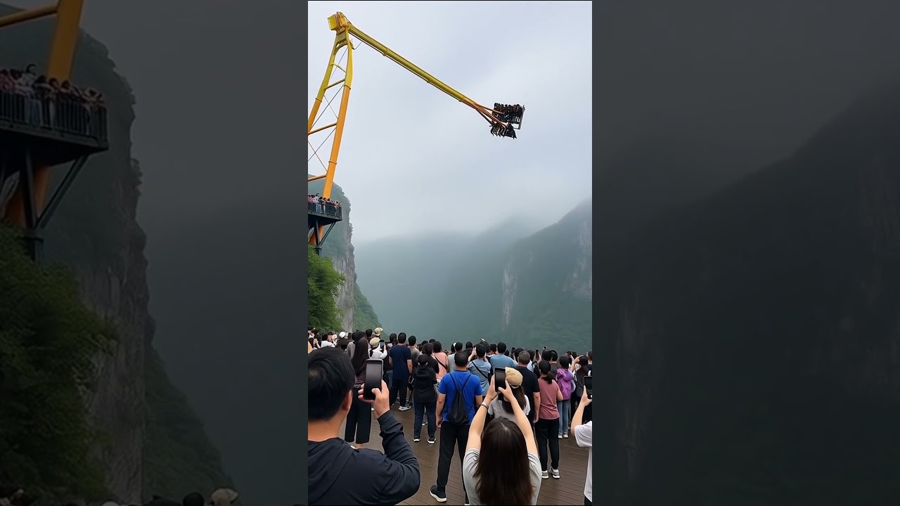 Cliffside Swing Snaps Mid Air Tourists SCREAM As Ride Breaks Shorts