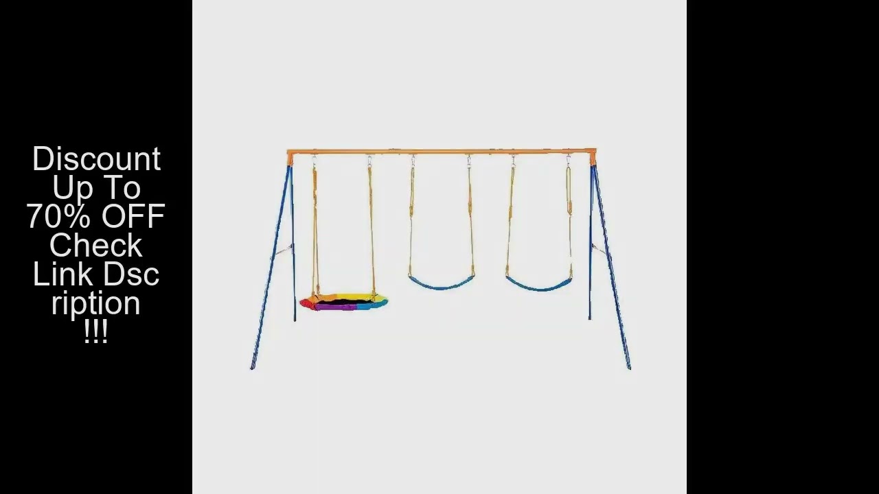 SucceBuy Swing Sets for Backyard 600lbs Capacity Swing Set with 1 Saucer Swing Seat 2 Belt Swing Sea