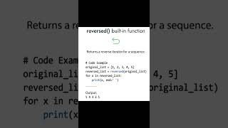 python reversed function neat cheat notes @CodeWithHarry