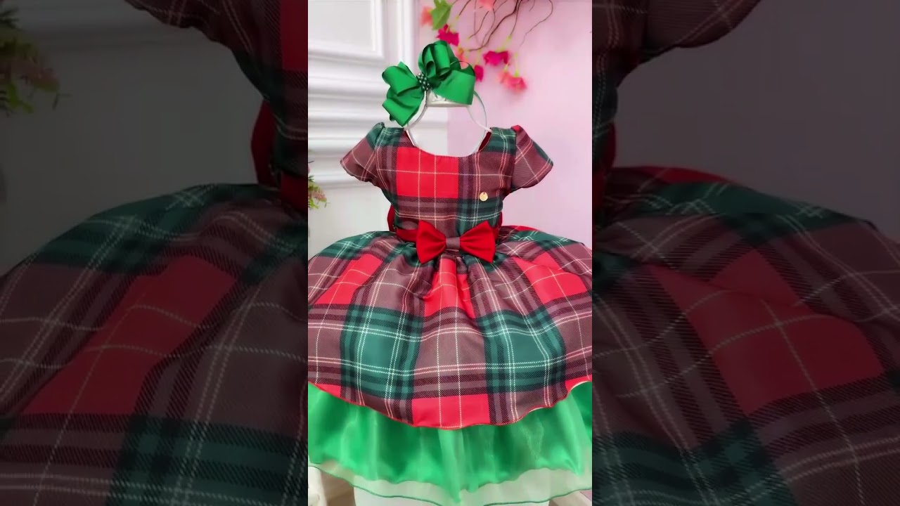 Vestido Infantil Vermelho Xadrez Colorido Natal Festas – PequenoLook