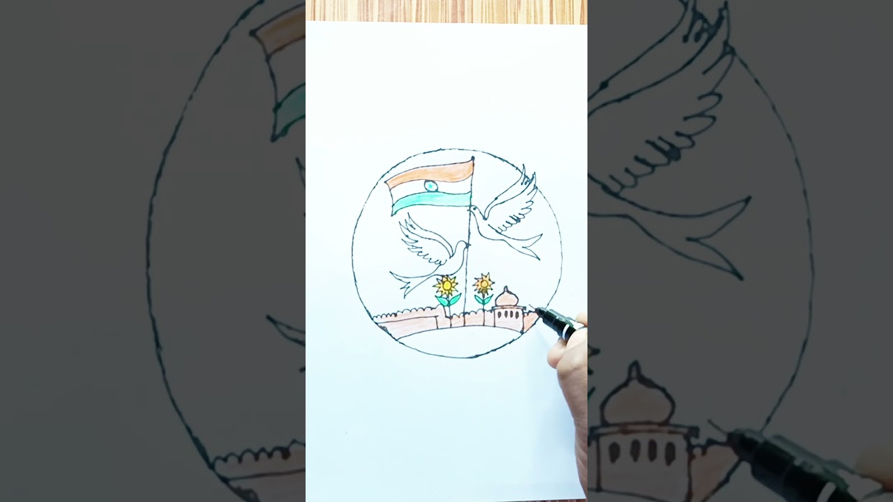 Easy Drawing | Indian Flag & Dove with Pencil | Step-by-Step Tutorial 