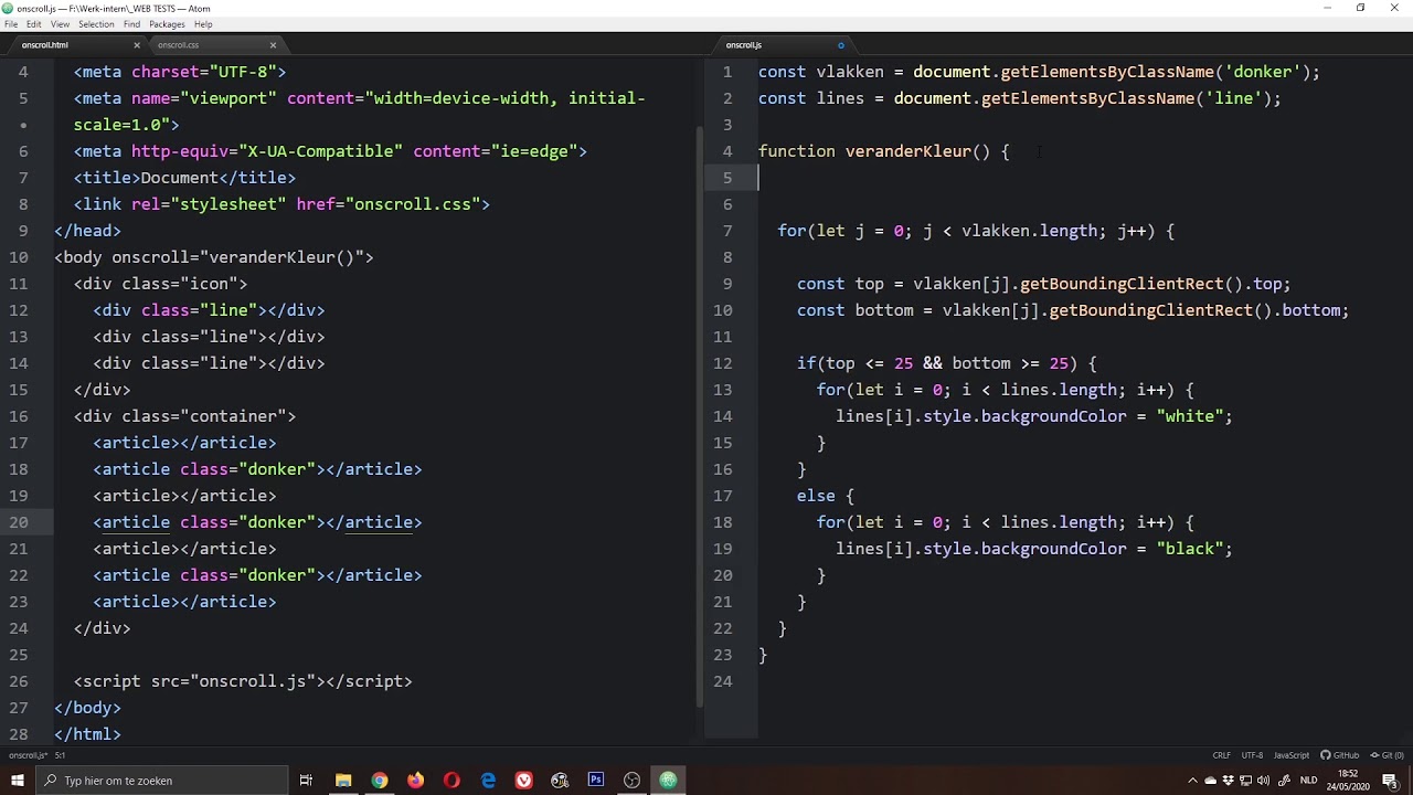Webdesign Handleiding - JavaScript - 7.2 Uitwerken onscroll demo ...