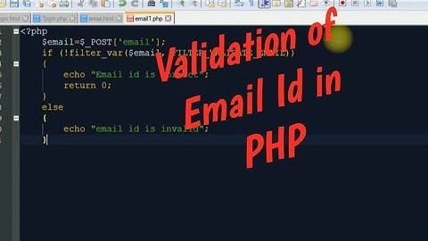 Validation of email id in PHP | HTML | Using validate email id |