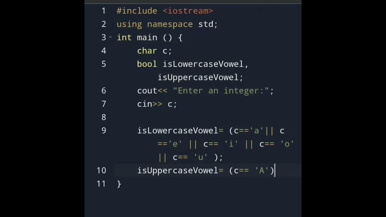 C++ Program to Check Whether a character is Vowel or Consonant in 50 X ...