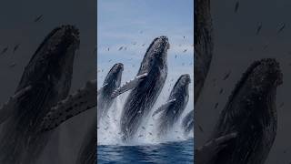 Massive Whale Pod Breaching the Ocean | Epic Sea Life Moment 🌊🐋 #whale #whalepod #whaletale #natur
