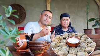 Мама и сын готовили Узбекские манты | Uzbek manta rays | mandu | Manti |