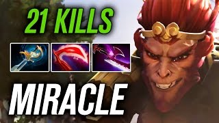 Miracle • Monkey King • 21 KILLS — Pro MMR Gameplay Dota 2