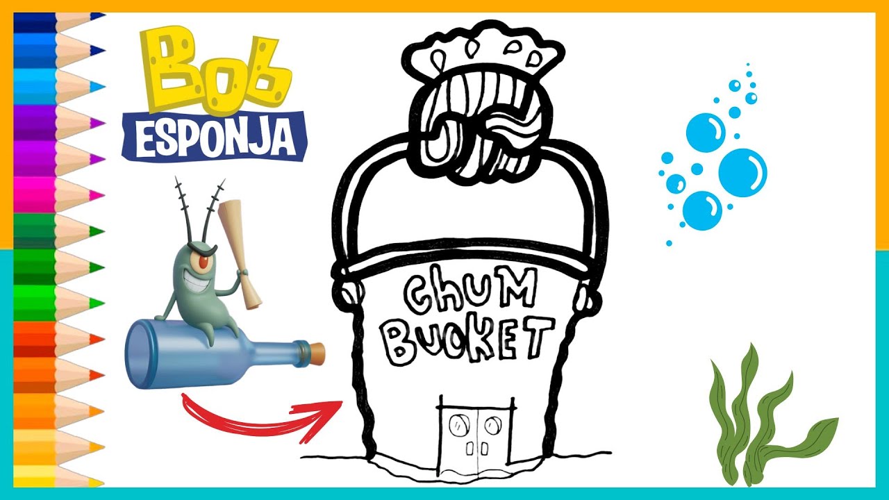 Desenhar e Colorir a casa do Plankton do Bob Esponja Para  Crianças