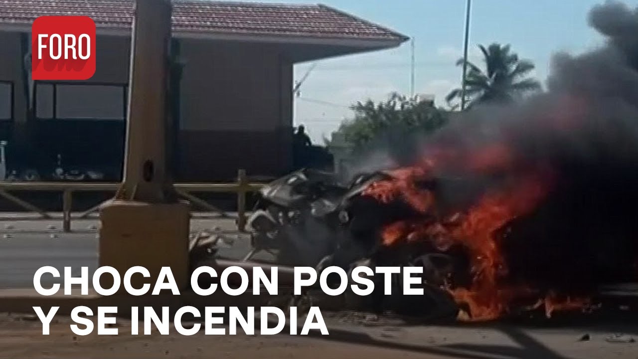 Camioneta choca con poste y se incendia en la Tampico-Valles - Las ...