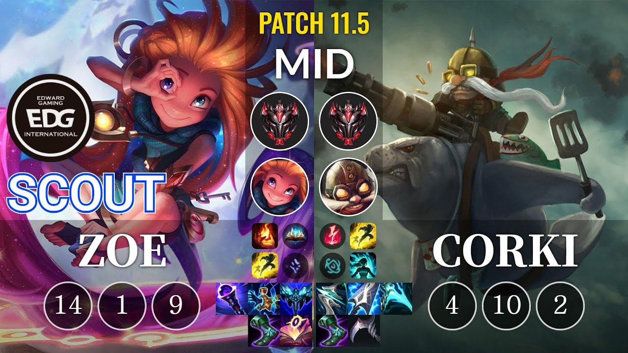 EDG Scout Zoe vs Corki Mid - KR Patch 11.5