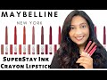 MAYBELLINE SuperStay Ink Crayon Lipstick || Lip Swatches + Review + My TOP PICKS | ChannelDJ