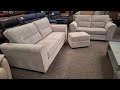 Dahlia light grey cross weave fabric 3  2 seater sofas  storage footstool