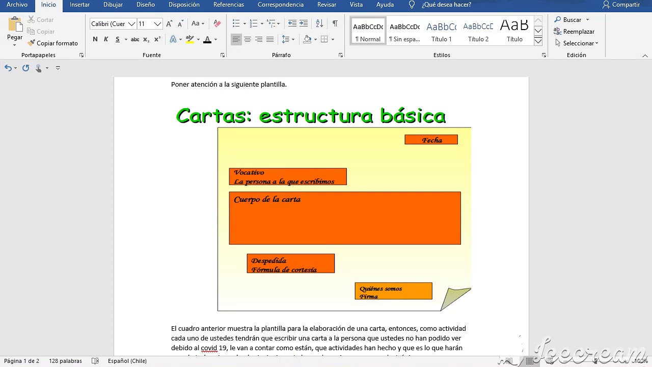 Estructura de una carta en word. YouTube