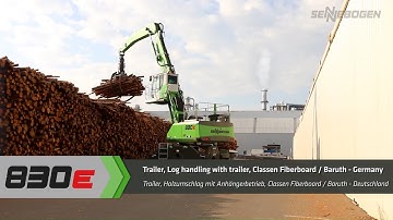 SENNEBOGEN 830 E Mobil Trailer - timber handling at Classen Fiberboard, Germany
