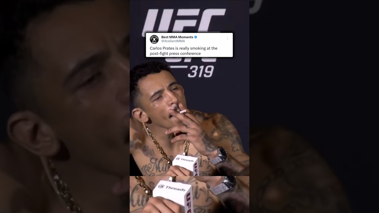 carlos prates smoking cigarettes Celebrates UFC 319 Win with Pizza Carlos Prates pulled up to