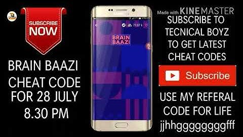 Brain baazi cheat code 28 july 8.30 pm | Cheat code | Win 2 lakh | by Technical boyz