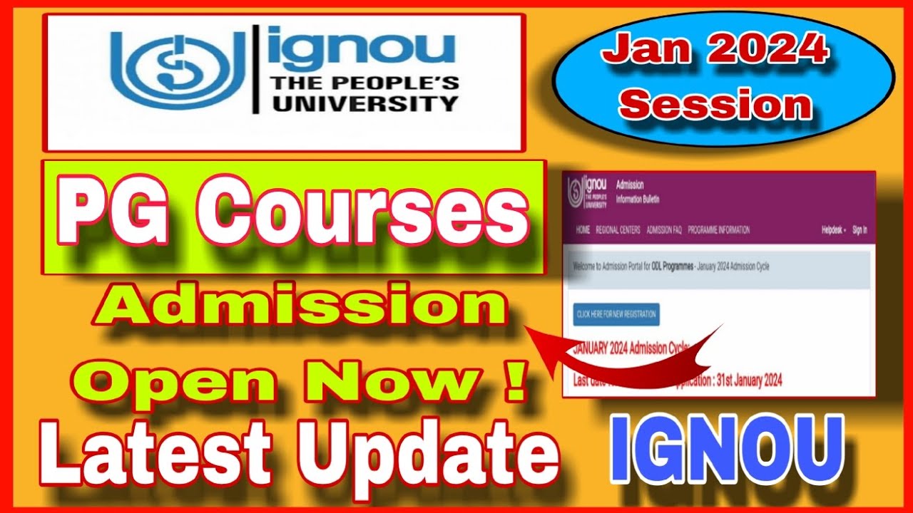 Ignou Jan 2024 Session PG Courses Admission Open Now ! || Ignou 2024 ...
