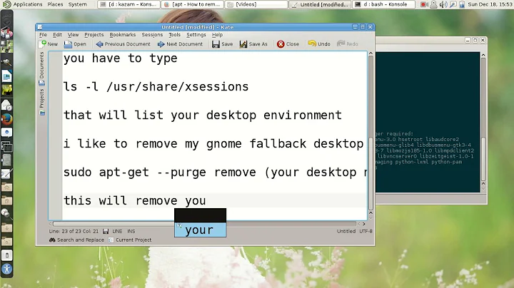 how to remove desktop environment in linux