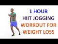 1 Hour HIIT Jogging in Place for Weight Loss 🔥 9,000 Steps - 700 Calories 🔥