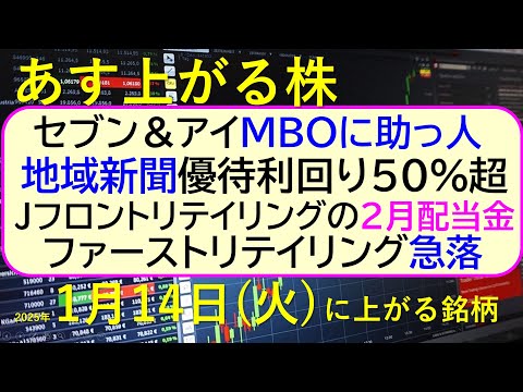 あす上がる株 2025年１月１４日（火）に上がる銘柄 ...