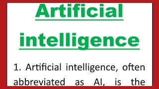 Artificial intelligence 10 lines essay in English, Short paragraph on Artificial Intelligence
