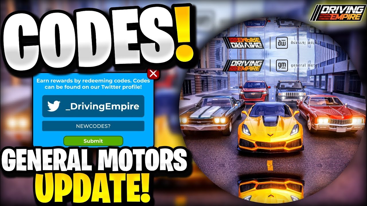🔥*NEW CODES* ALL WORKING GENERAL MOTORS UPDATE CODES FOR DRIVING EMPIRE ...