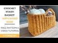 Jenna Stash Basket - [How to Crochet a Basket  with WOOD BASE Free Pattern, easy beginner]