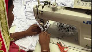 main label attach by Single Needle Lock Stitch Machine