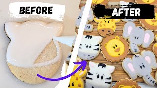 Real Time Cookie Decorating Tutorial  Let's Decorat 4 Jungle Animal Cookies!