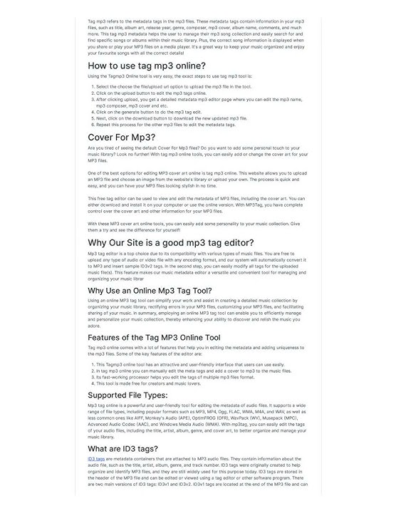 Tagmp3 - Mp3 Cover Online Editor