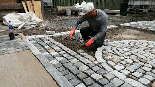 Laying Granite Setts at our yard