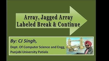 Lecture 9: Java , Array, Jagged Array, Labeled Break and Continue Learn in  Punjabi.
