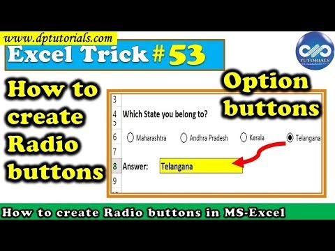 Excel Trick : How to create Radio buttons in MS Excel || Excel Tips || dptutorials