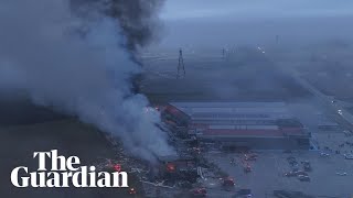 Aerial Footage Shows Aftermath Of Fire At Greek Biscuit Factory That Left Four Dead