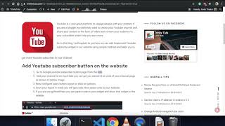 Add youtube subscribe button on wordpress website