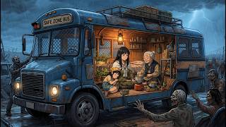 Surviving a Dust Storm & Zombie Outbreak with Heat Survival Skills in a Bus🔥Ghibli Style Huge Forest