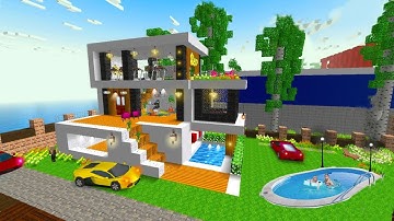 How To Build a Best Modern House With Pool in School Party Craft