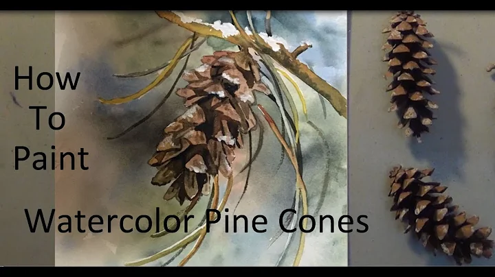 Watercolor Painting Pine Cone Christmas Card by De...