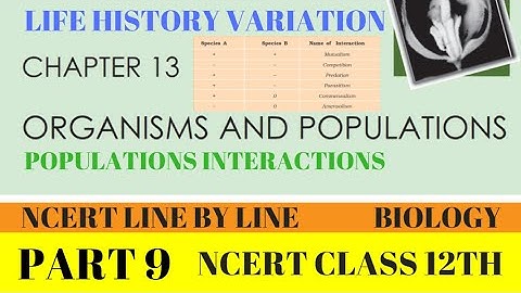 PART-9 LIFE HISTORY VARIATION||POPULATION INTERACTIONS||CHAPTER 13 CLASS 12TH BIOLOGY NCERT.