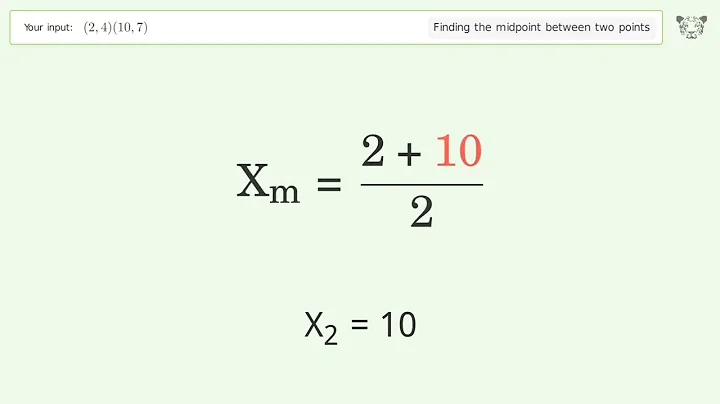 Find the midpoint between two points p1 (2,4) and p2 (10,7): Step-by-Step Video Solution