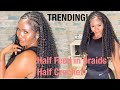 NEW HAIRSTYLE! Half Feed In Braids Half curly Crochet Braids| TRENDING! |PROTECTIVE