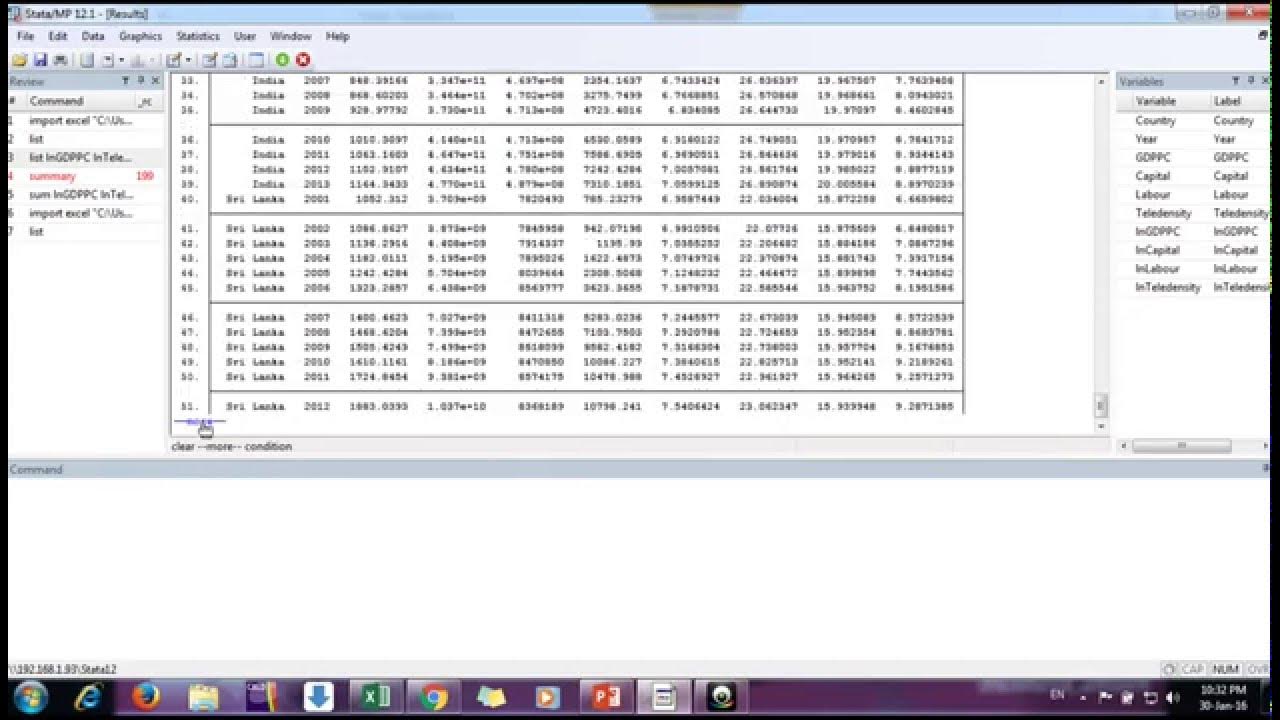 Panel Regression in Stata - Pooled OLS