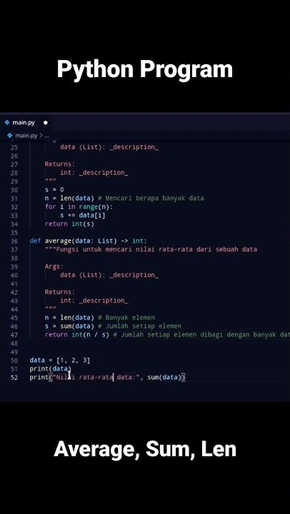 Membuat program python untuk mencari nilai rata-rata pada array data ...