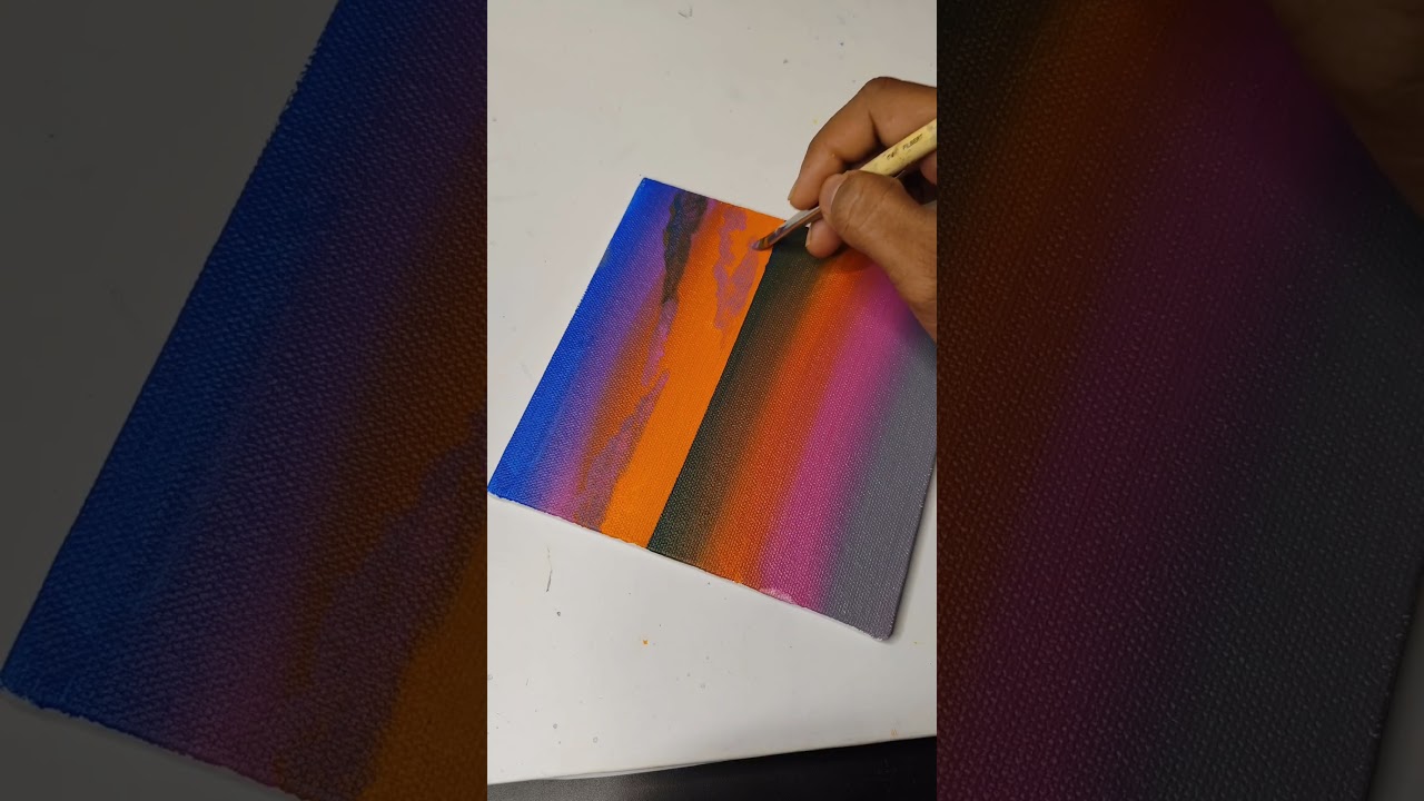 "Beautiful Sunset Silhouette Painting |