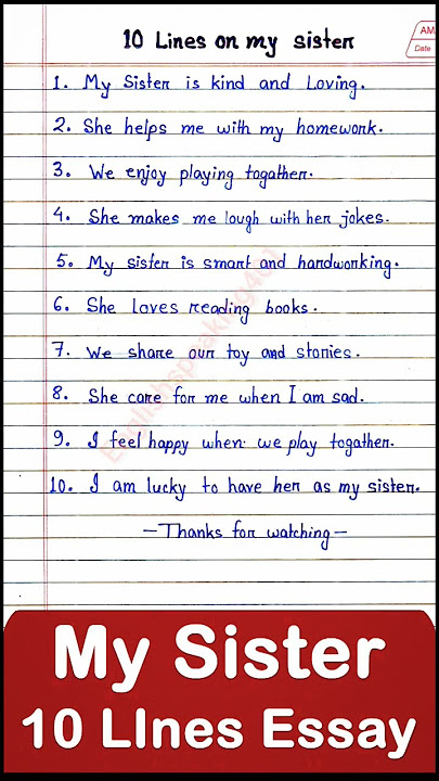 10 lines on my sister #essay #sister #shortvideo #essay #shortsviral #shorts #short  #shortsvideo