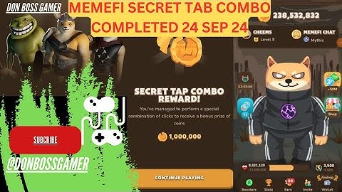 Memefi Secret Combo Reward 24 Sep | 1M Coins | All Levels Revealed #memefi #memefidailycombo #secret