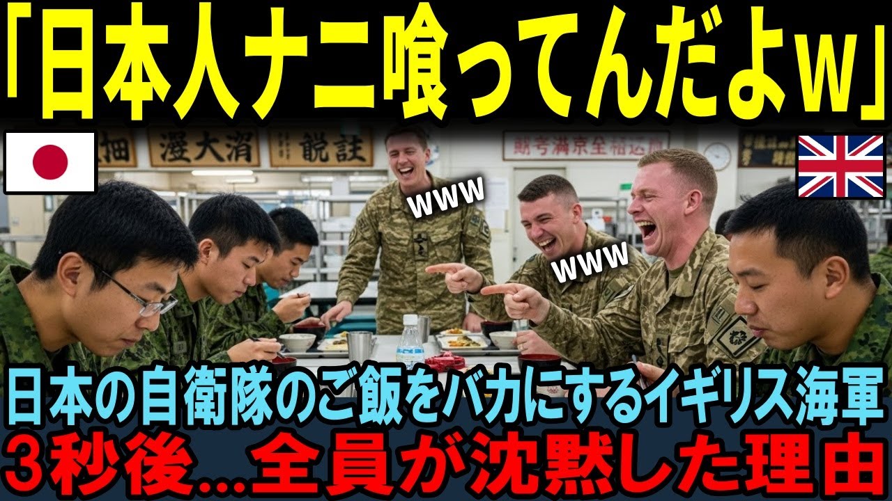 【海外の反応】「こんなの人間の食いもんじゃないだろw」日の合同練習で自衛隊のご飯を見て爆笑！3秒後に英国海軍全員が沈黙した理由