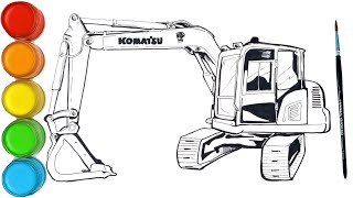 cara menggambar beko / Excavator/ pc - Belajar Menggambar dan Mewarnai untuk Anak