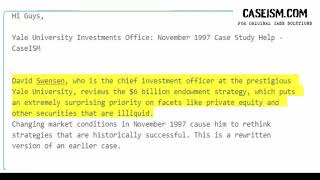 Yale University Investments Office: November 1997 Case Study Help - Caseism.com