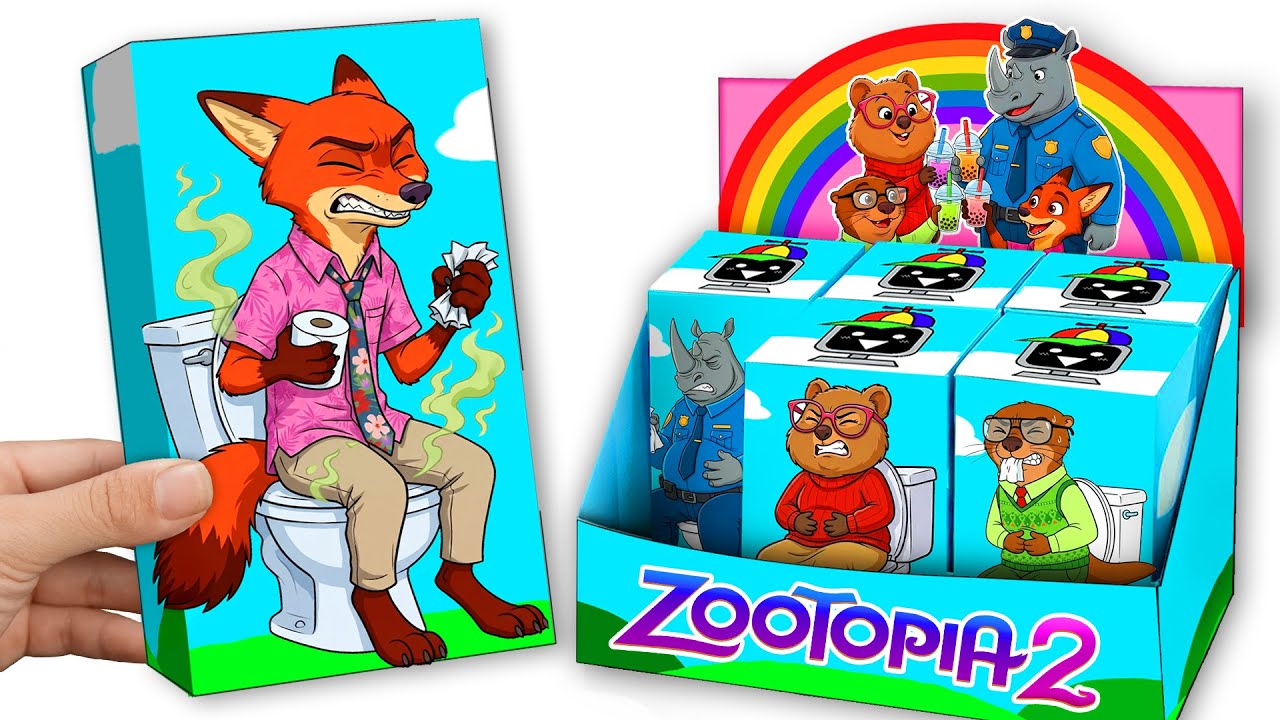 💖Paper DIY💖 NICK WILDE x JUDY HOPPS in the Toilet Zone 🚽 Unboxing ZOOTOPIA 2 FUNNY BOX